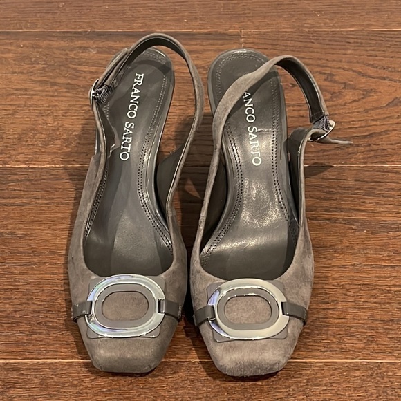 Franco Sarto Grey Suede Sling Back Size 8.5 - Picture 2 of 7